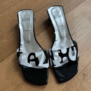 Stuart Weitzman Custom CRAZY 4SHUZ Slides - Ladies 9.5 - Black & White - NWOT